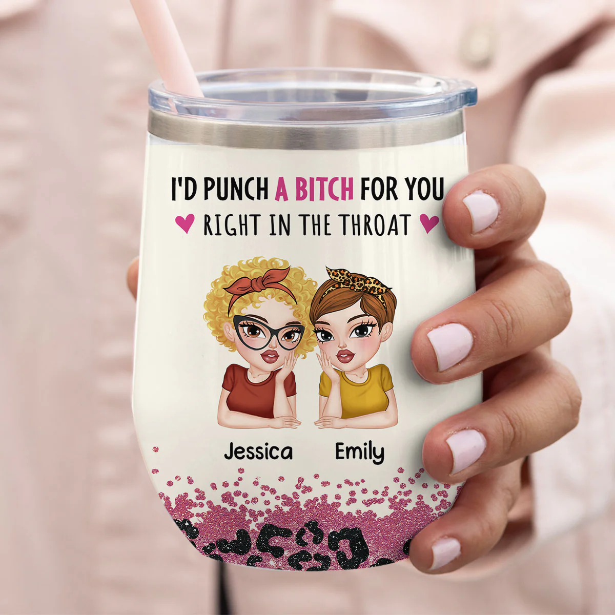 Best Friends - Personalized Custom Wine Tumbler - Image 3
