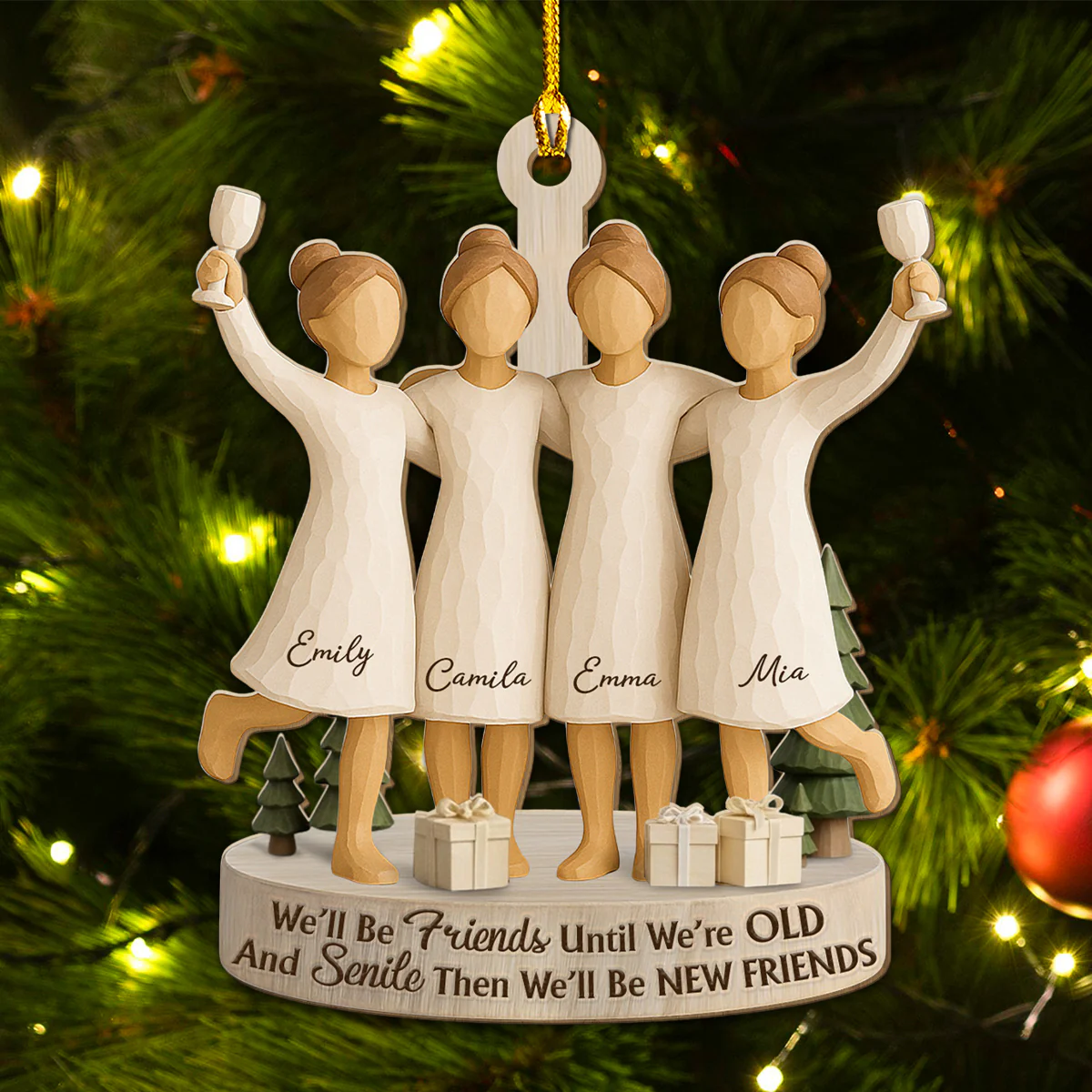 Best Friends Through Every Season - Personalized Custom 3D Effect Wood Ornament