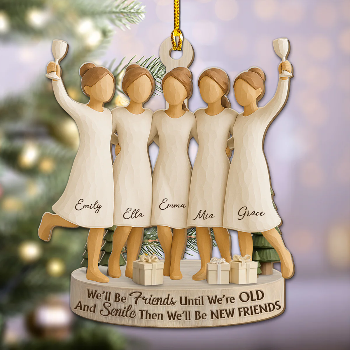 Best Friends Through Every Season - Personalized Custom 3D Effect Wood Ornament - Image 4