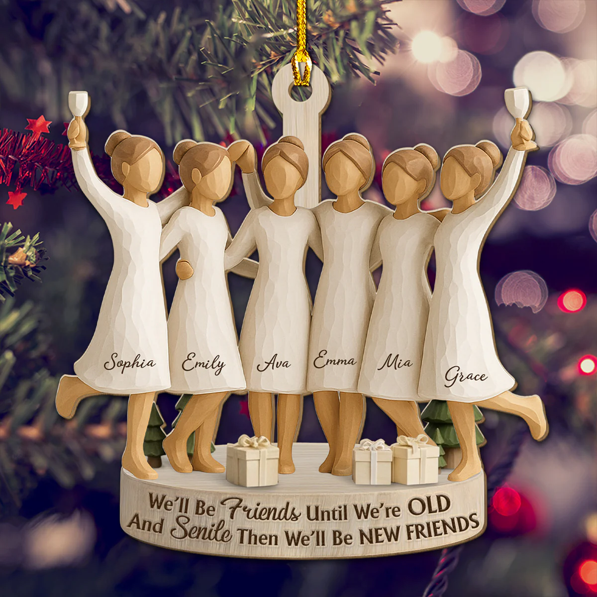Best Friends Through Every Season - Personalized Custom 3D Effect Wood Ornament - Image 5