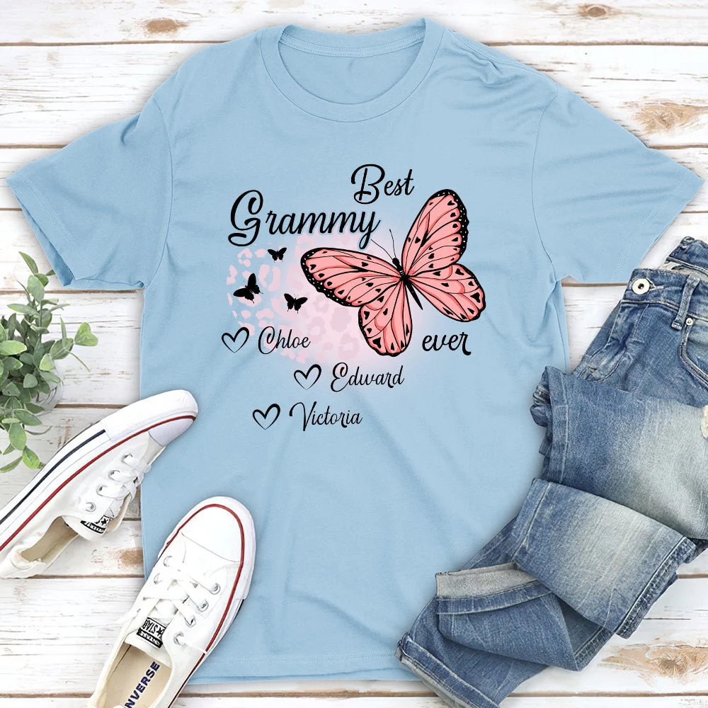 Best Grandma Ever Butterfly - Personalized Custom Unisex T-shirt - Image 4