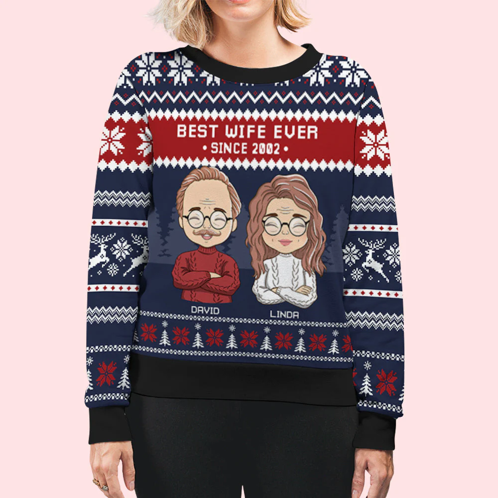 Best Husband/Wife Ever - Personalized Custom All-Over-Print Sweatshirt - Image 5