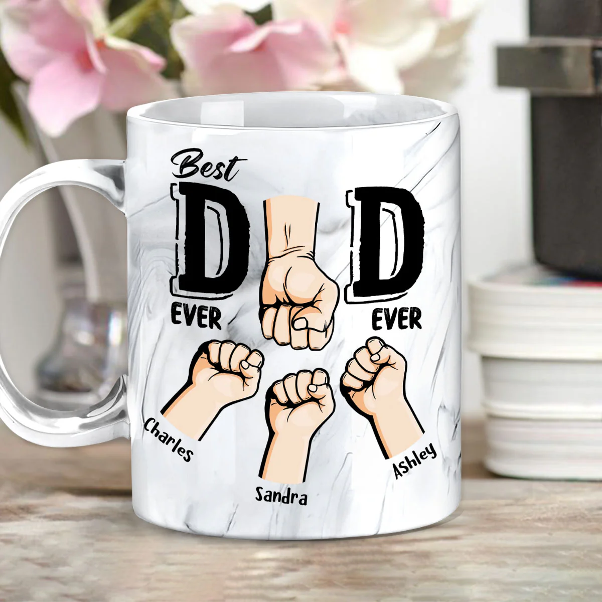 Best In The World - Personalized Custom Grey Marble Mug - Image 2