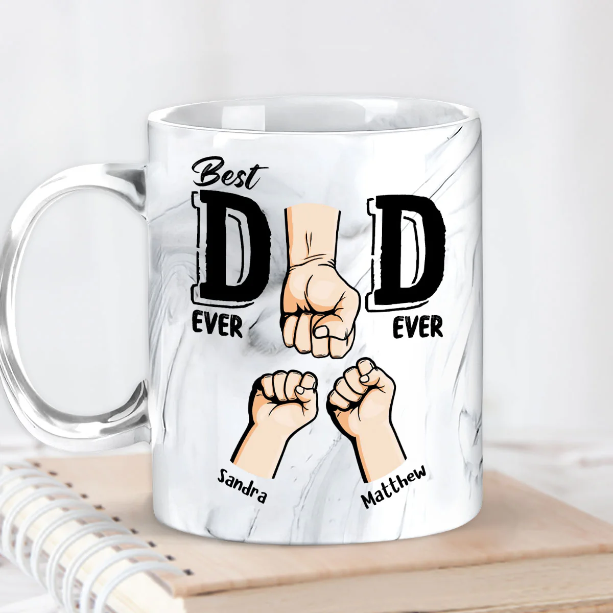 Best In The World - Personalized Custom Grey Marble Mug - Image 3