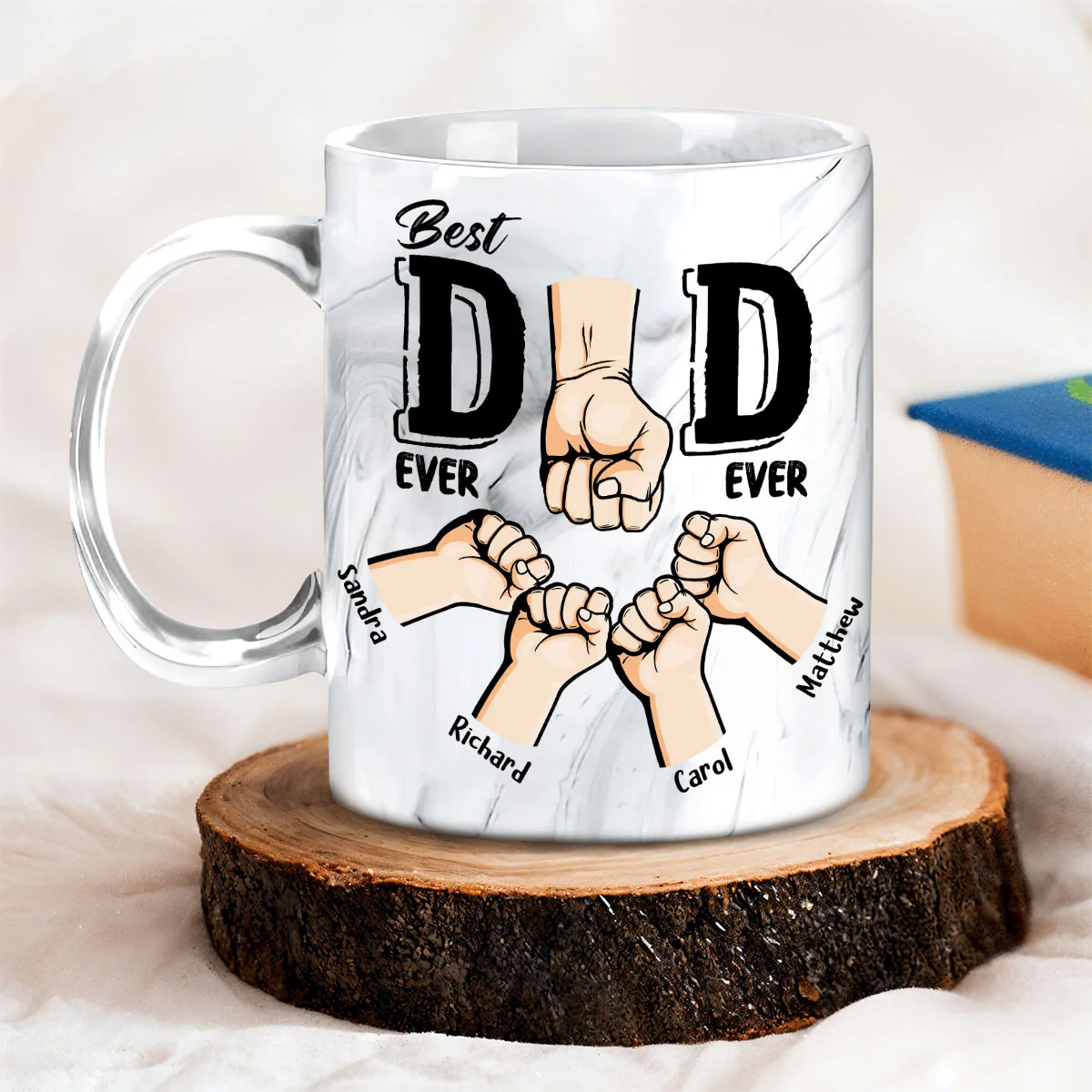 Best In The World - Personalized Custom Grey Marble Mug - Image 4