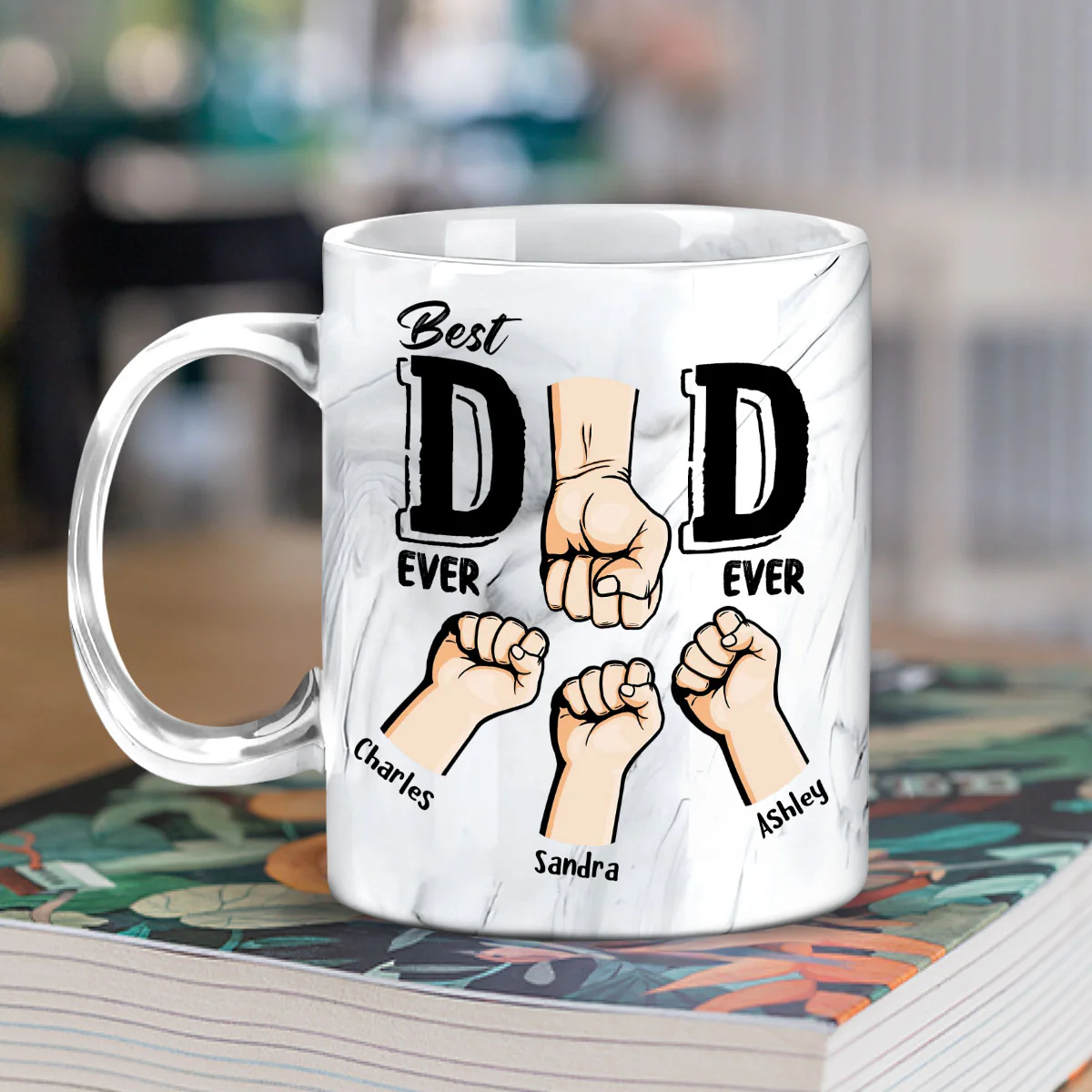 Best In The World - Personalized Custom Grey Marble Mug - Image 5