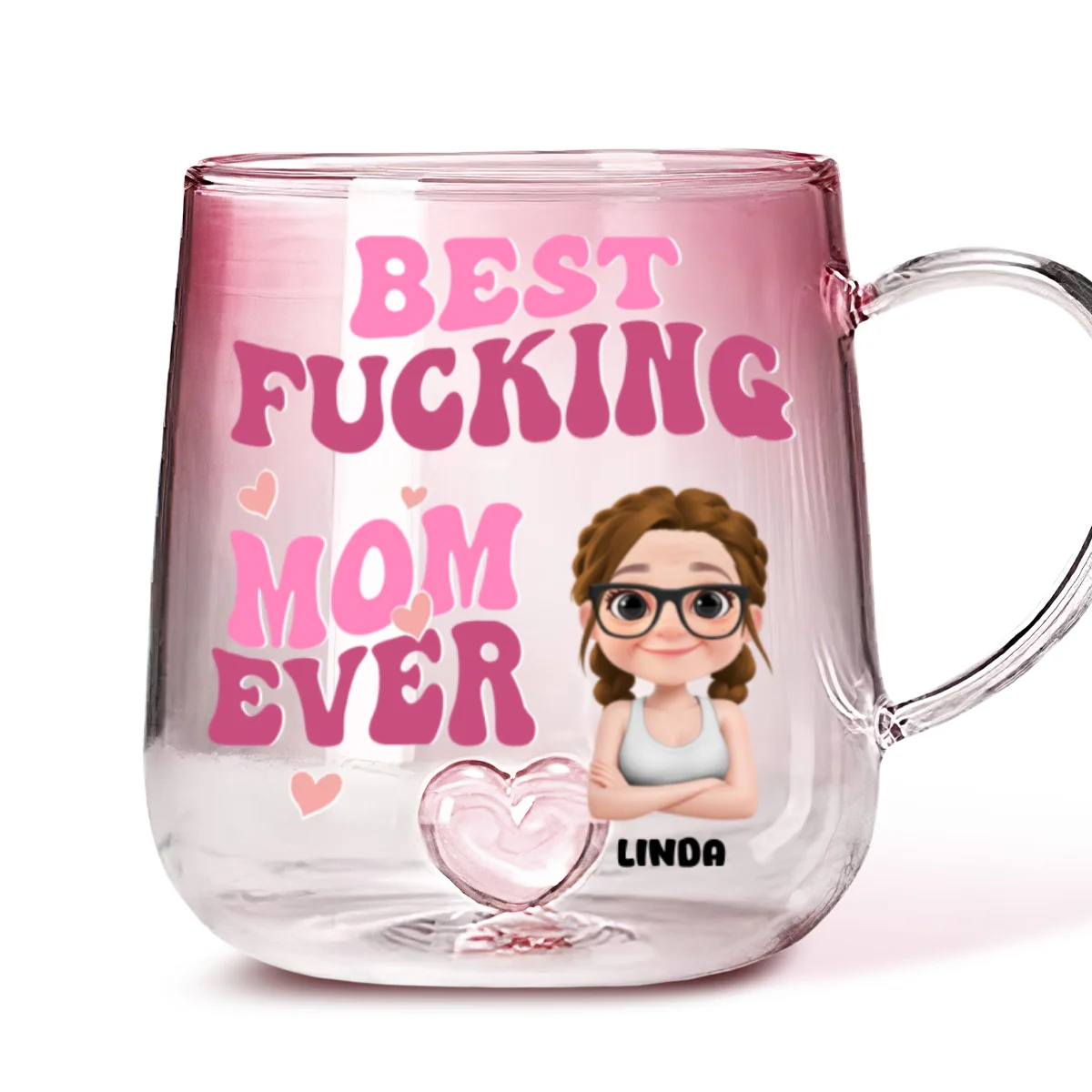 Best Mom Ever - Personalized Custom Pink Gradient Glass Mug - Image 6