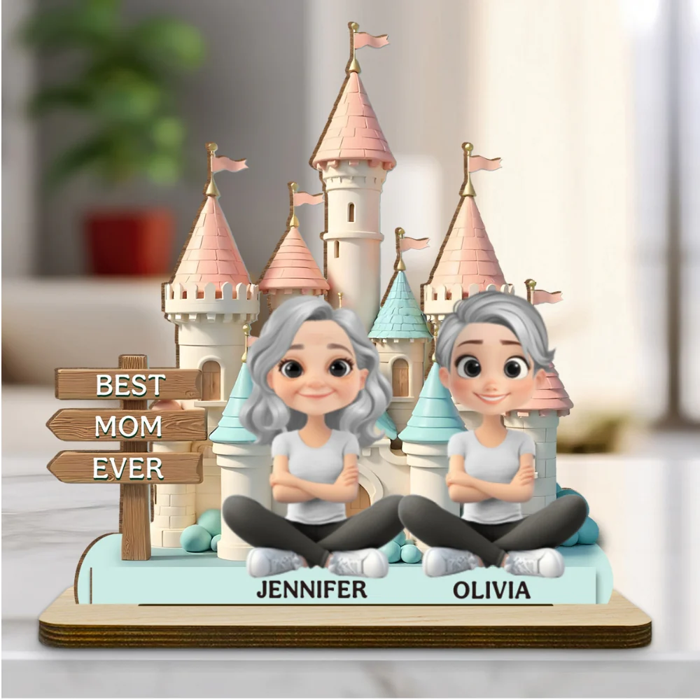 Best Mom Ever Version 2 - Personalized Custom 2-Layer Wood Plaque With Flat Base - Image 6