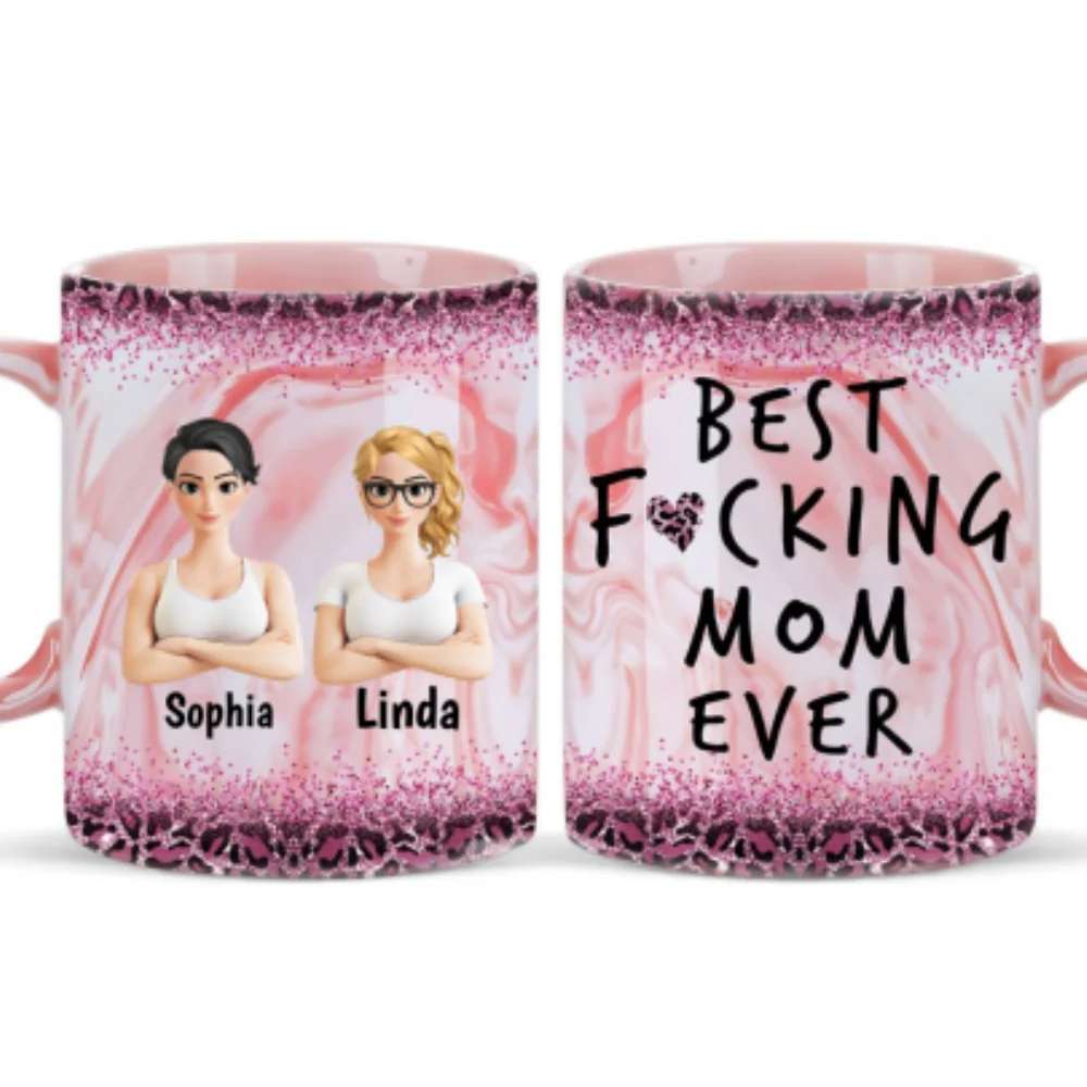 Best Mom Ever Version 2 - Personalized Custom Pink Marble Mug - Image 6