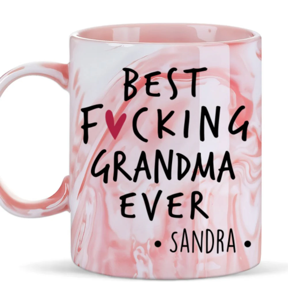 Best Mom Grandma Ever - Personalized Custom Pink Marble Mug - Image 5