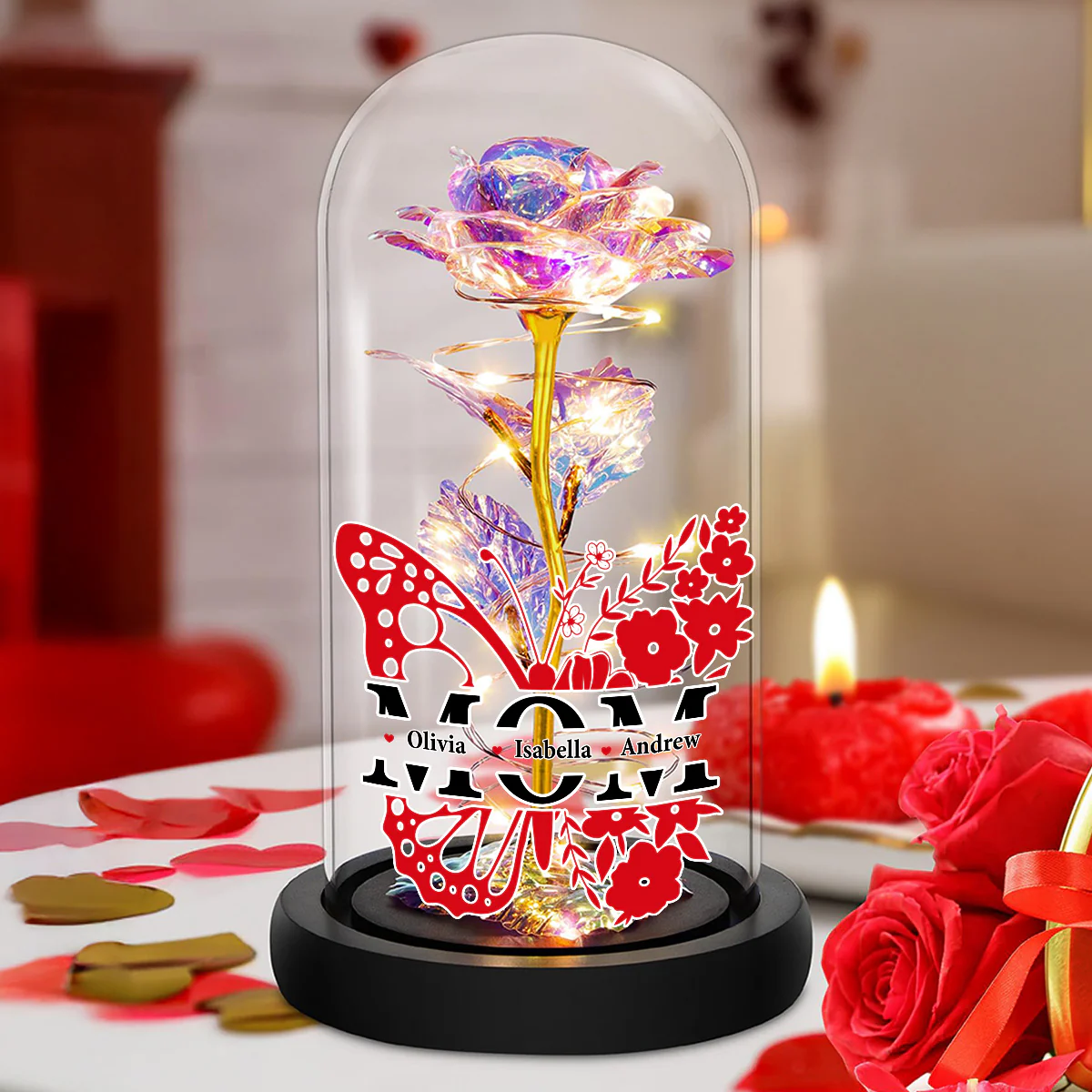 Best Mom - Personalized Custom Sparkly Rose - Image 2