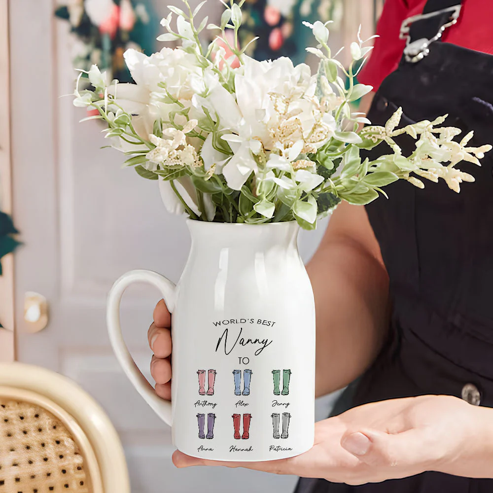 Best Nanny In The World - Personalized Custom Home Decor Flower Vase - Image 3
