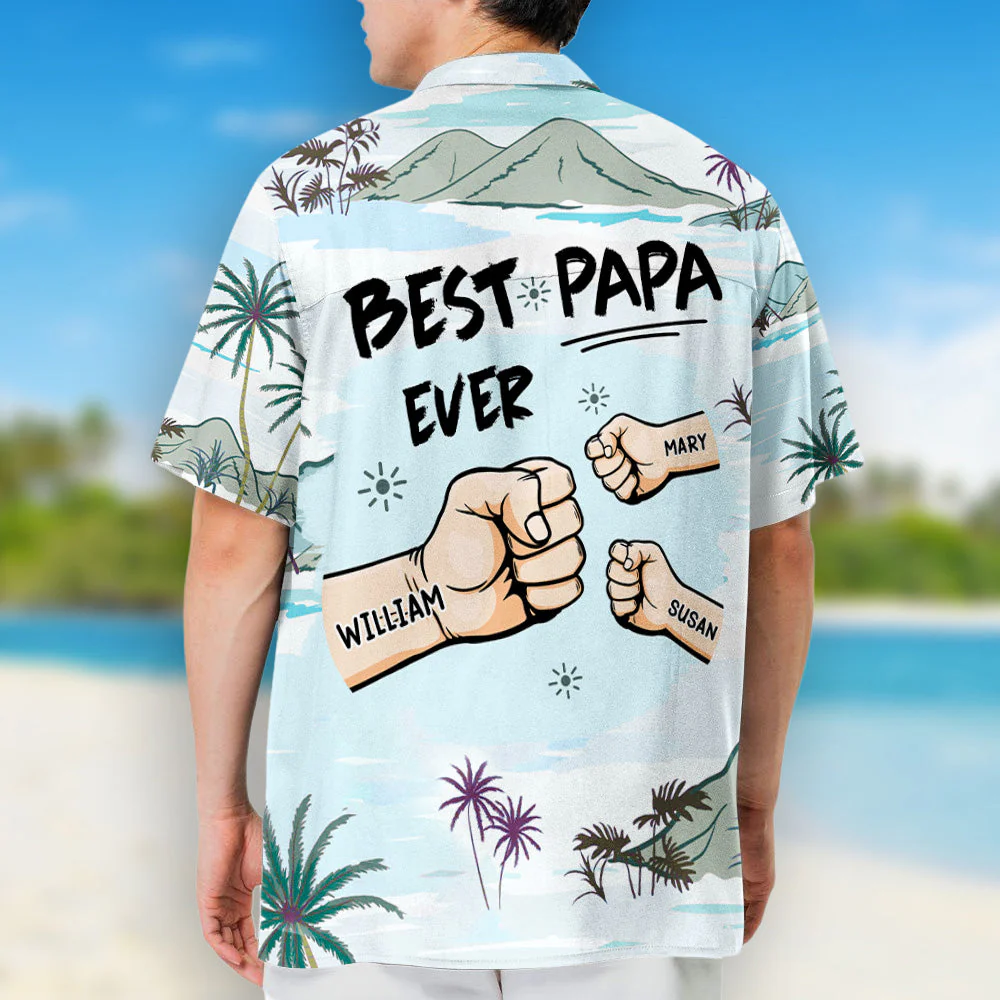 Best Papa Ever Ever - Personalized Custom Hawaiian Shirt - Image 2