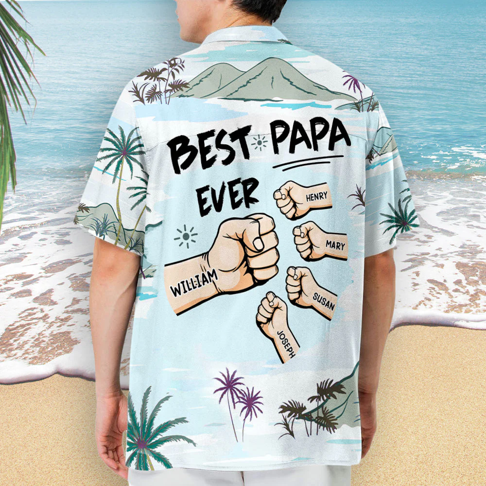 Best Papa Ever Ever - Personalized Custom Hawaiian Shirt - Image 4