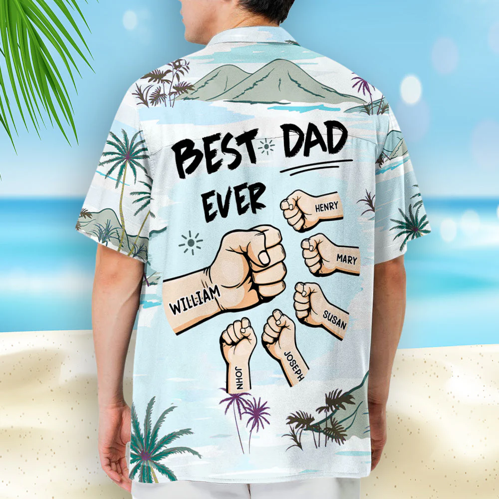 Best Papa Ever Ever - Personalized Custom Hawaiian Shirt - Image 5