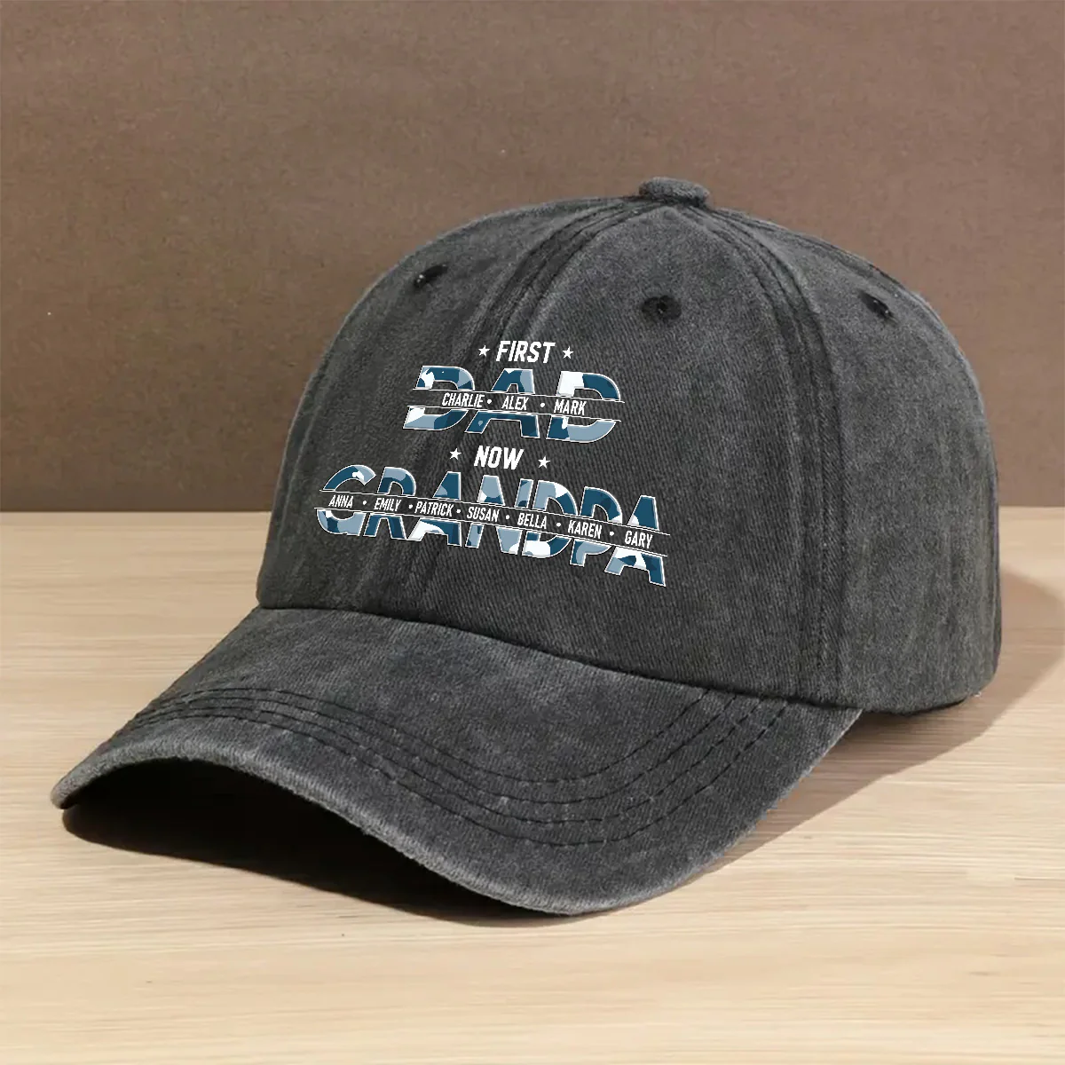 Best Papa Ever - Personalized Custom Vintage Washed Denim Cap - Image 2