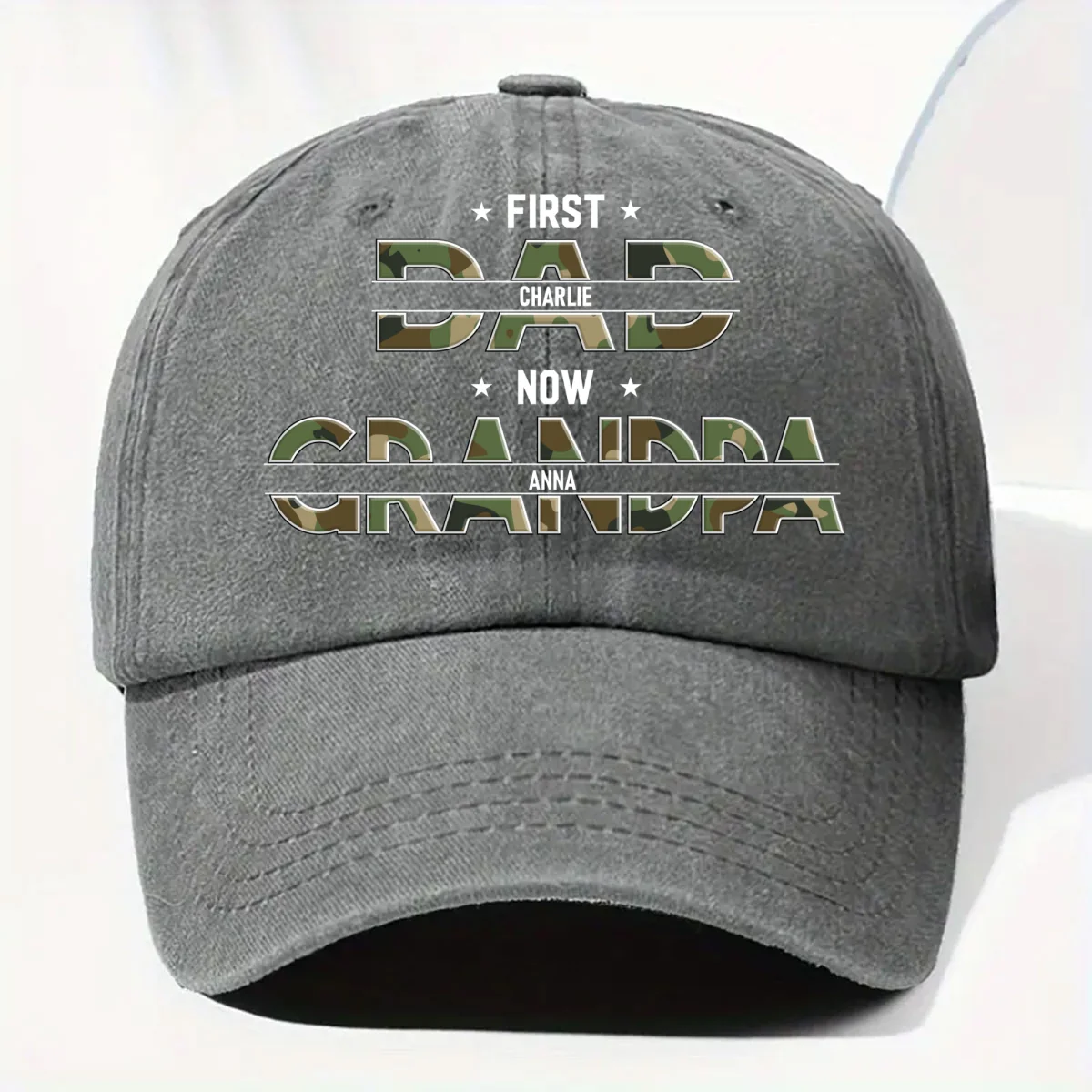 Best Papa Ever - Personalized Custom Vintage Washed Denim Cap - Image 9
