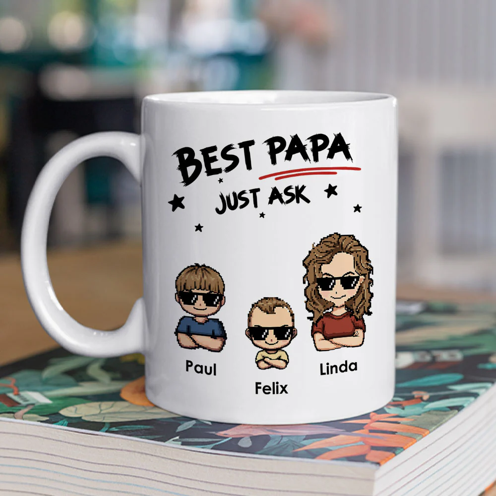 Best Papa Just Ask - Personalized Custom Coffee Mug - Image 2