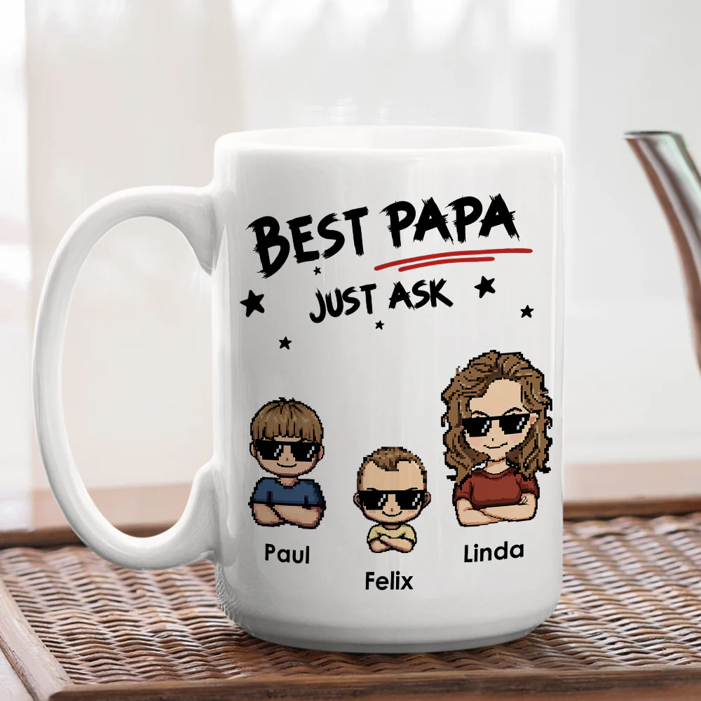 Best Papa Just Ask - Personalized Custom Coffee Mug - Image 4