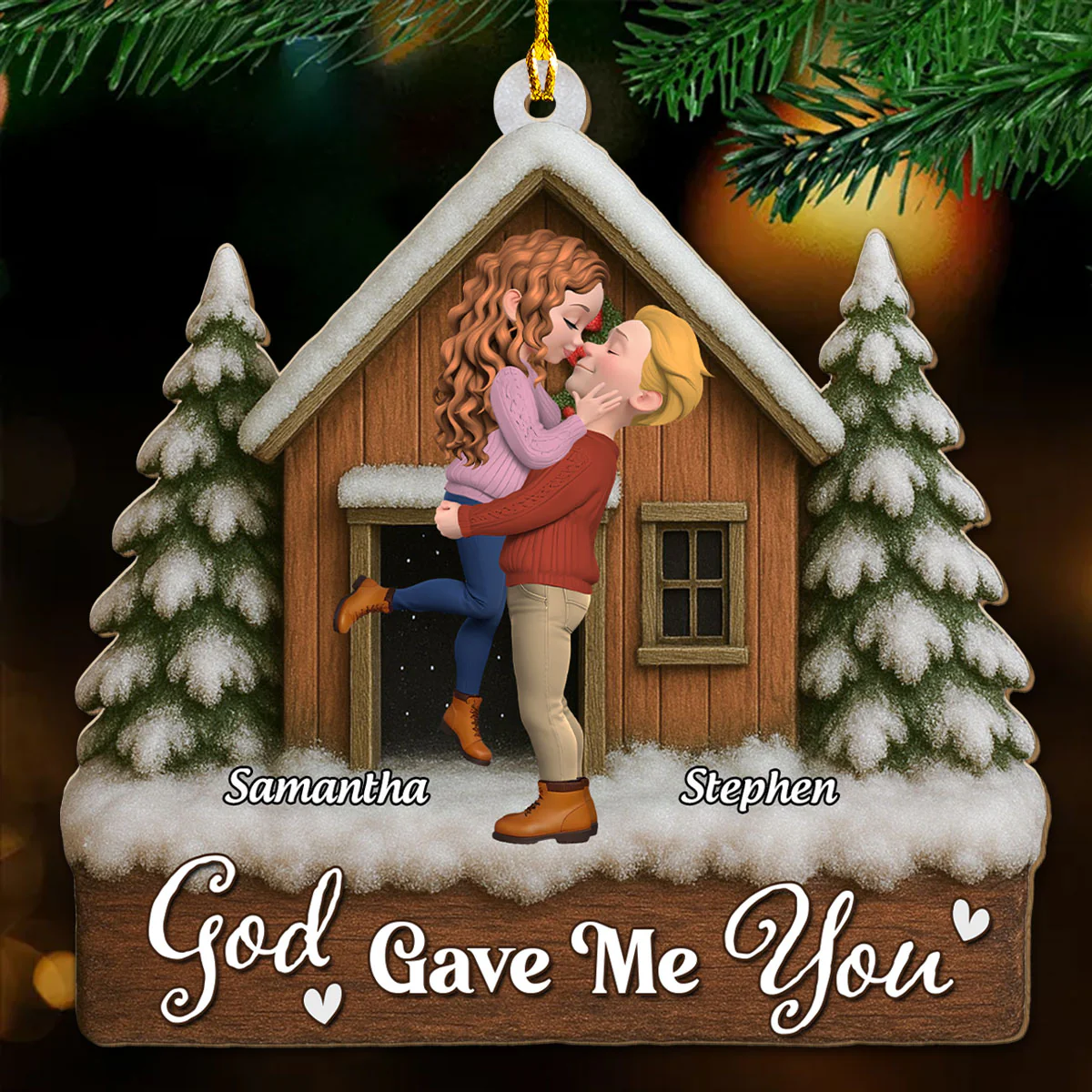 Best Present God Ever Gave Me - Personalized Custom 3D Wood Ornament - Image 2