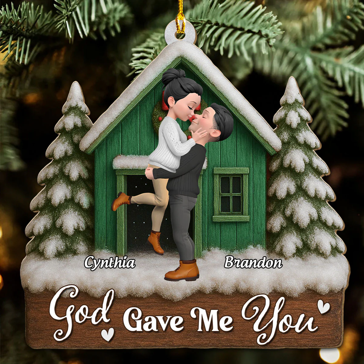 Best Present God Ever Gave Me - Personalized Custom 3D Wood Ornament - Image 3