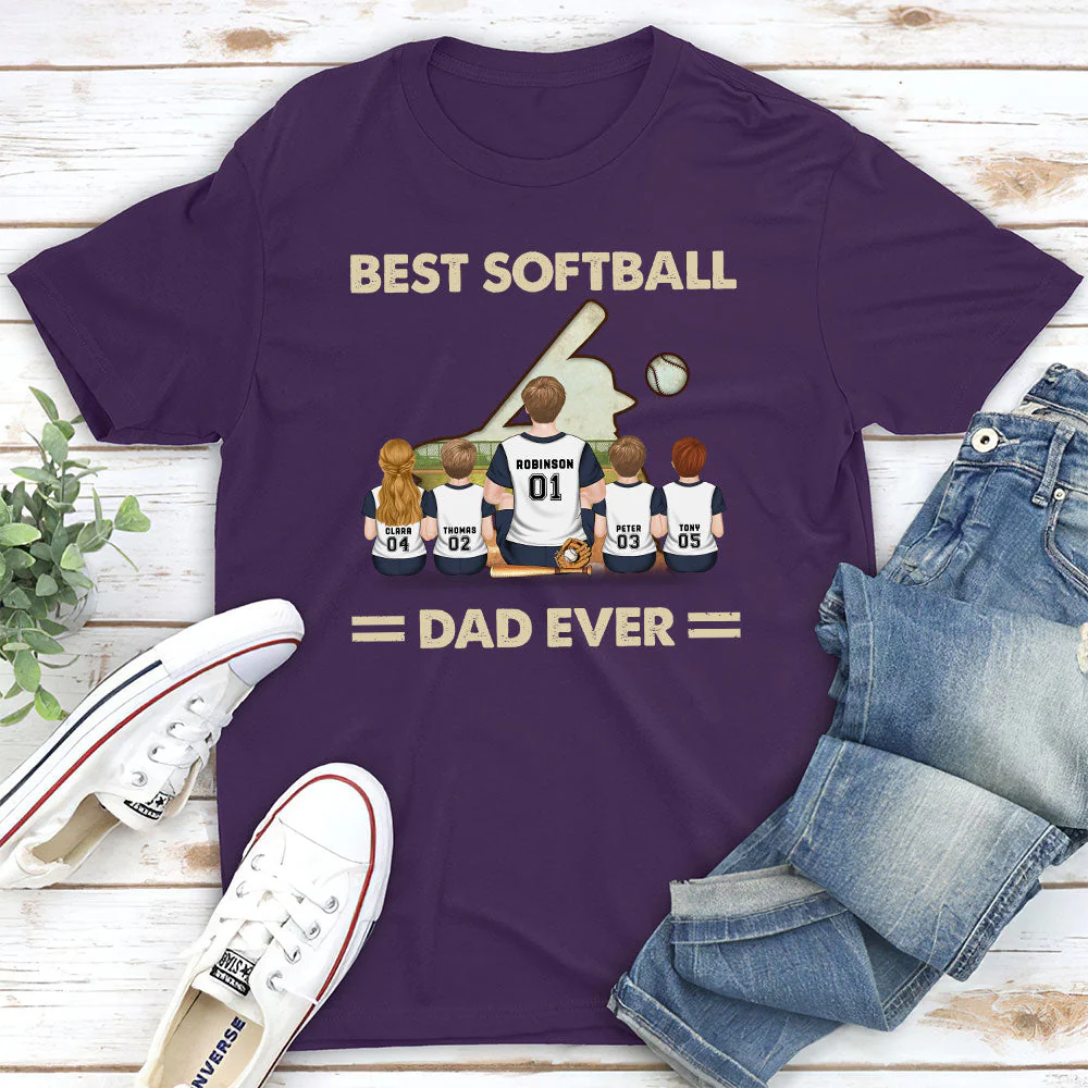 Best Softball Dad Ever - Personalized Custom Shirt - Image 2