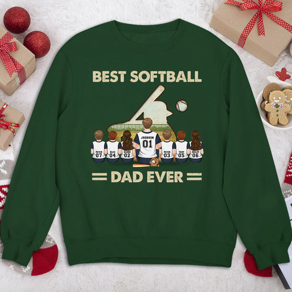 Best Softball Dad Ever - Personalized Custom Shirt - Image 3