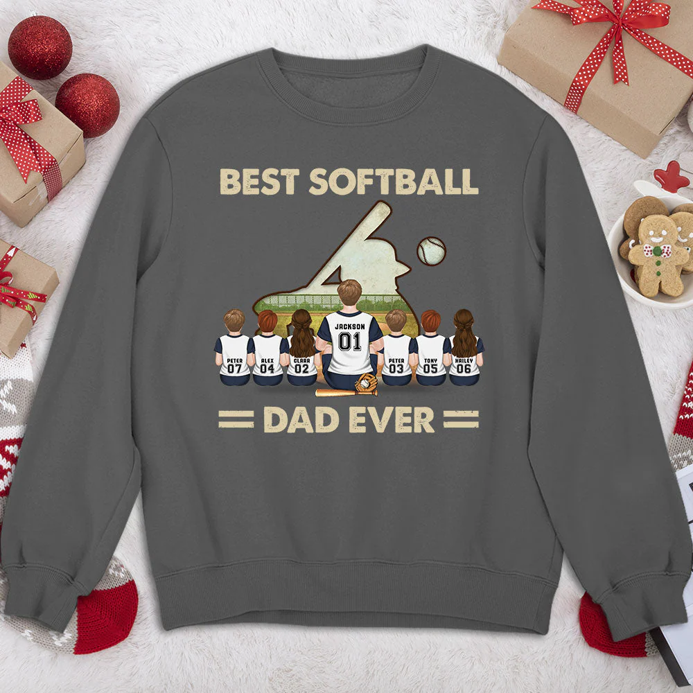 Best Softball Dad Ever - Personalized Custom Shirt - Image 4