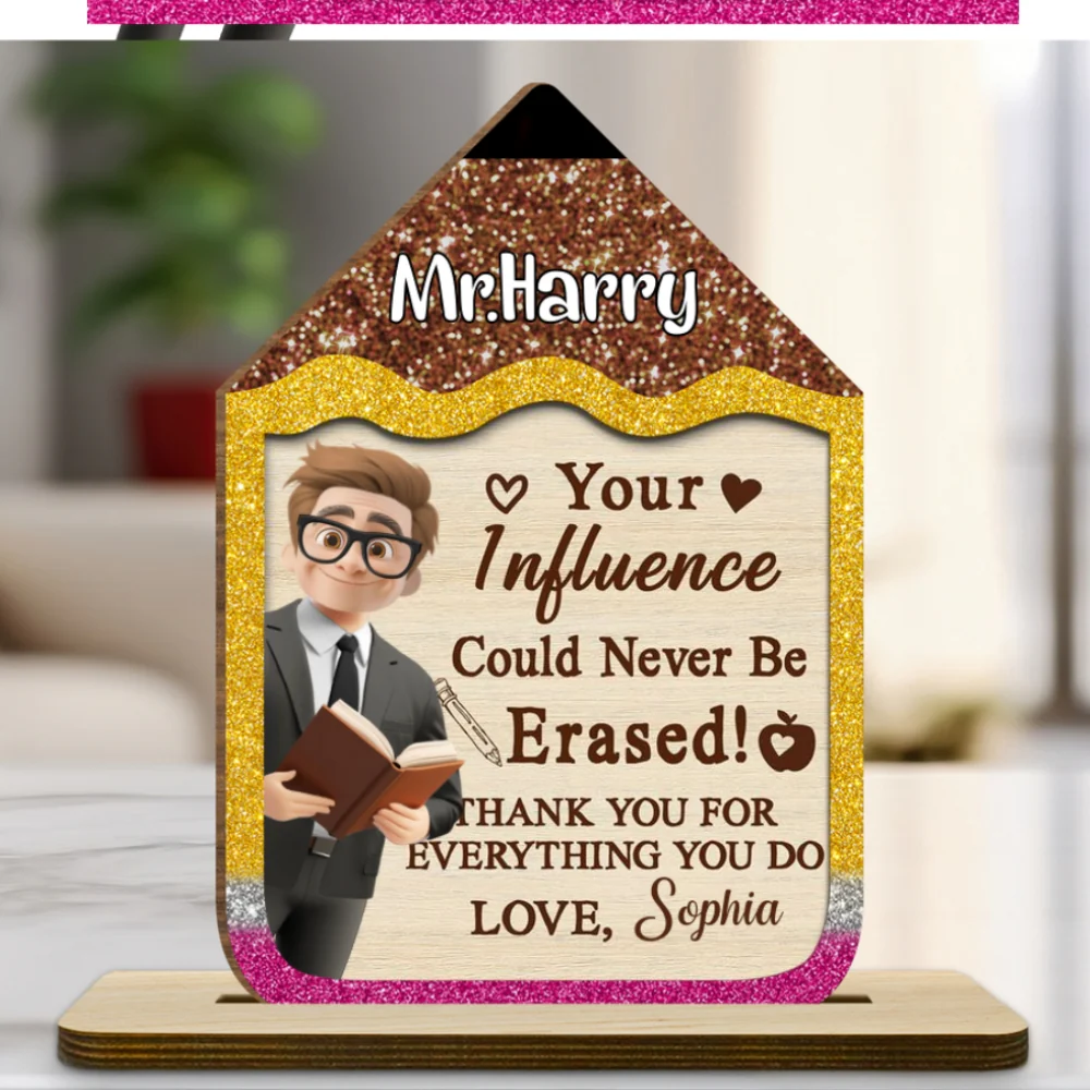 Best Teacher Ever - Personalized Custom 2-Layer Wood Plaque With Flat Base - Image 9