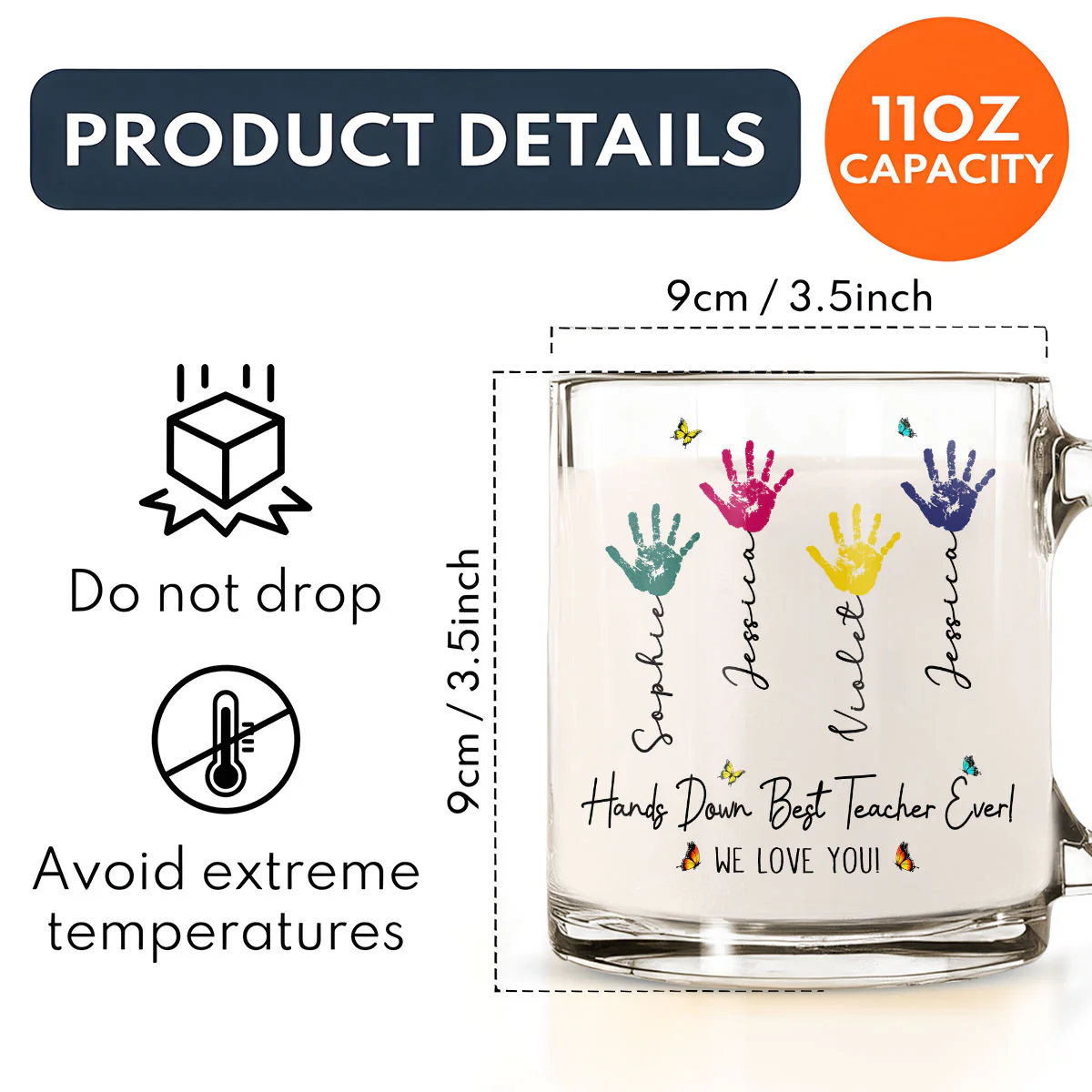 Best Teacher - Personalized Custom Glass Mug - Image 5