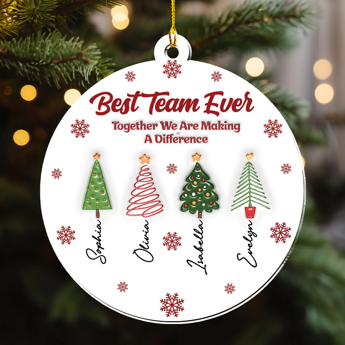 Best Team Ever Coworkers - Personalized Custom 3D Inflated Effect Acrylic Ornament - Image 3