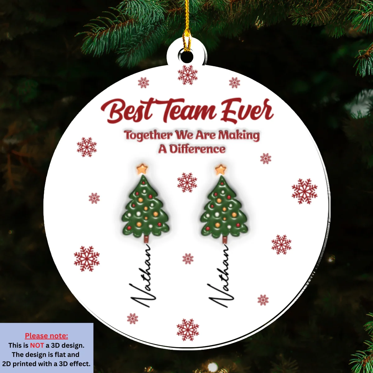 Best Team Ever Coworkers - Personalized Custom 3D Inflated Effect Acrylic Ornament - Image 6