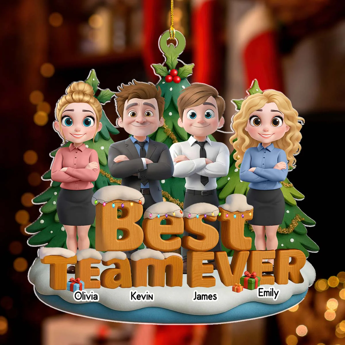 Best Team Ever - Personalized Custom 3D Effect Acrylic Ornament - Image 5