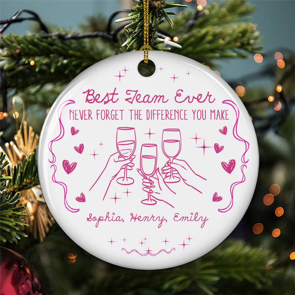 Best Team Ever - Personalized Custom Ceramic Ornament - Image 4