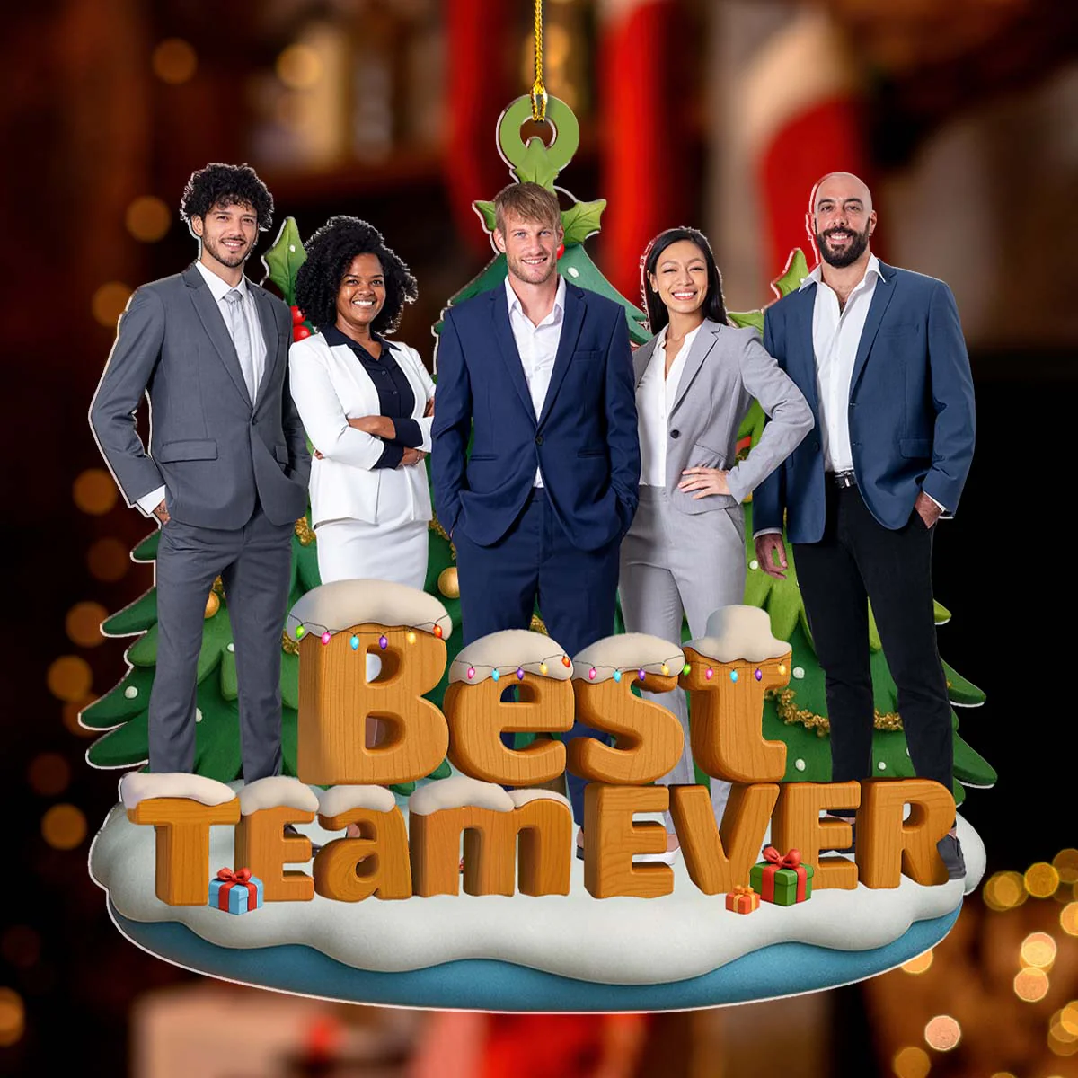 Best Team Ever Photo - Personalized Custom 3D Effect Acrylic Ornament - Image 5