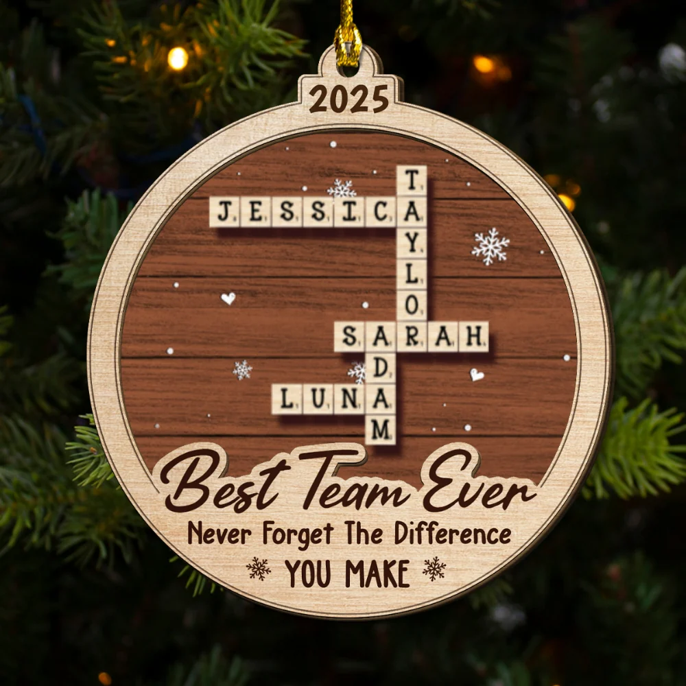 Best Team Ever Scrabble - Personalized Custom 2-layered Wood Ornament - Image 4