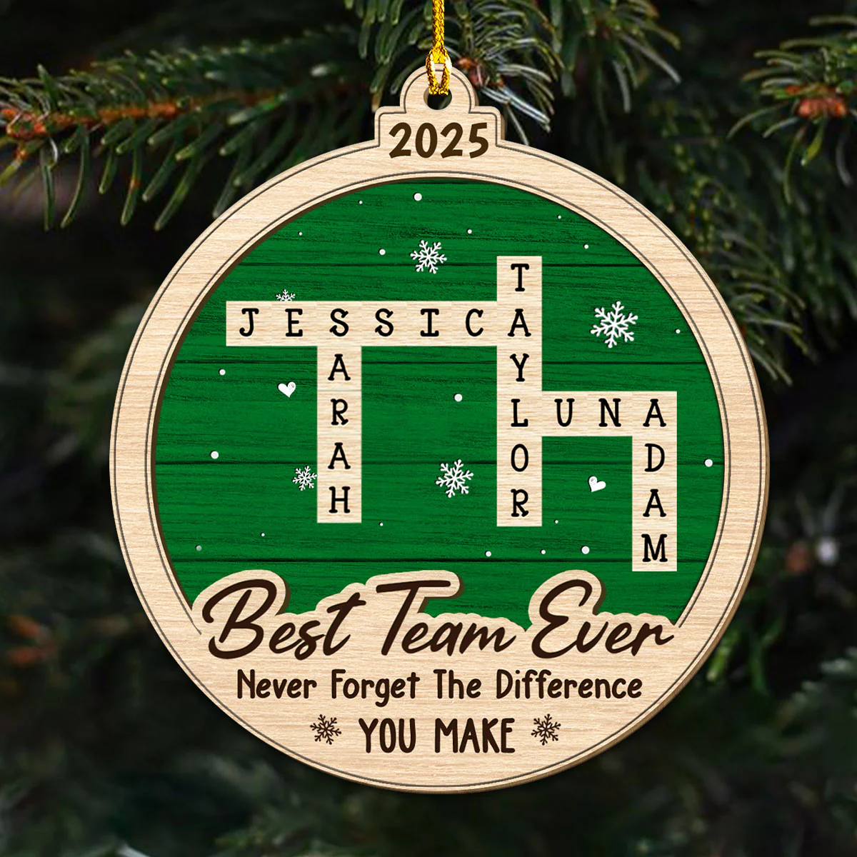 Best Team Ever Scrabble - Personalized Custom Wood Ornament - Image 3