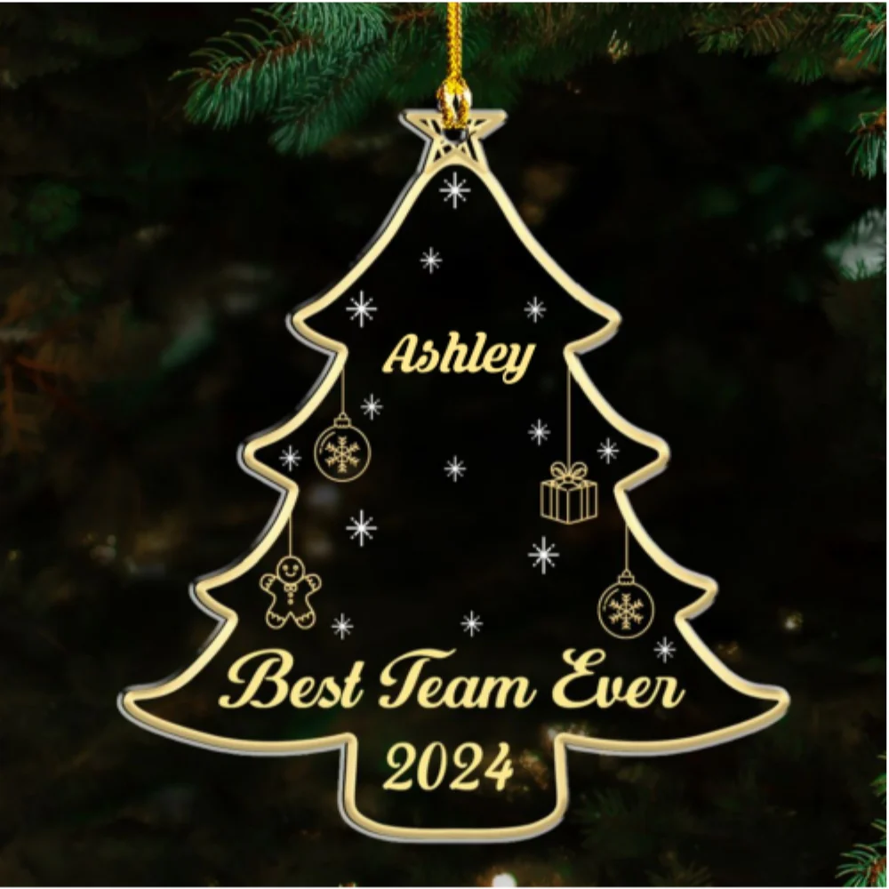 Best Team Ever Tree - Personalized Custom Acrylic Ornament - Image 6