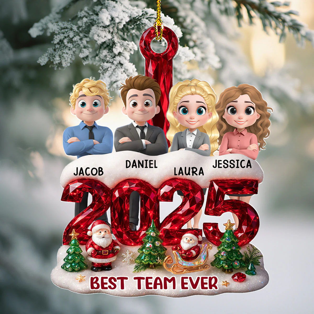 Best Team Work Besties - Personalized Custom Acrylic Ornament - Image 3