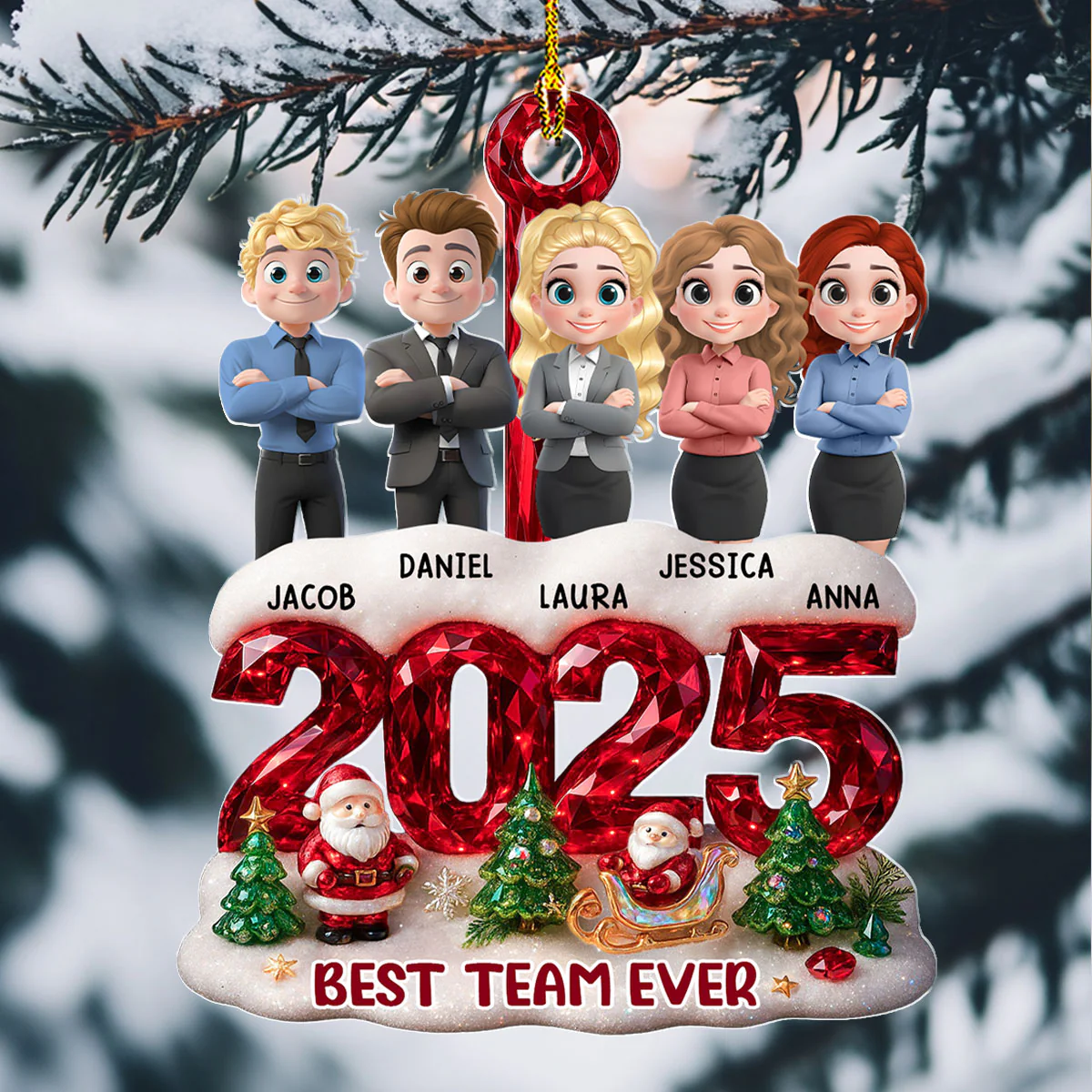 Best Team Work Besties - Personalized Custom Acrylic Ornament - Image 4