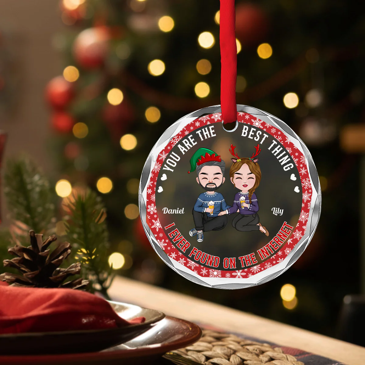 Best Thing I've Ever Found On The Internet - Personalized Custom Glass Ornament - Image 4