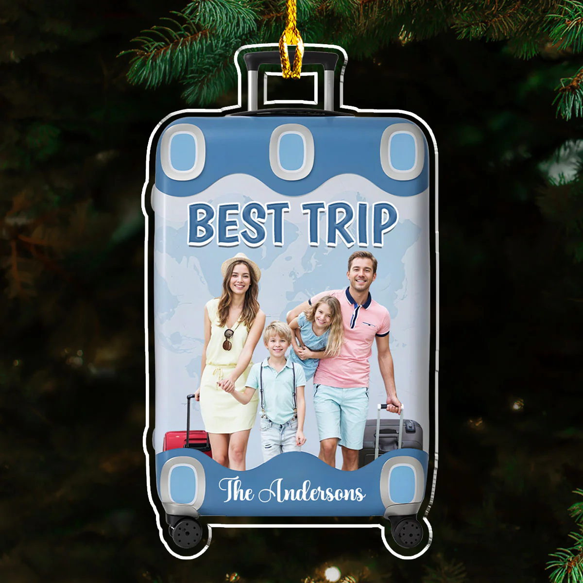 Best Trip Luggage Shape - Personalized Custom Acrylic Ornament - Image 2