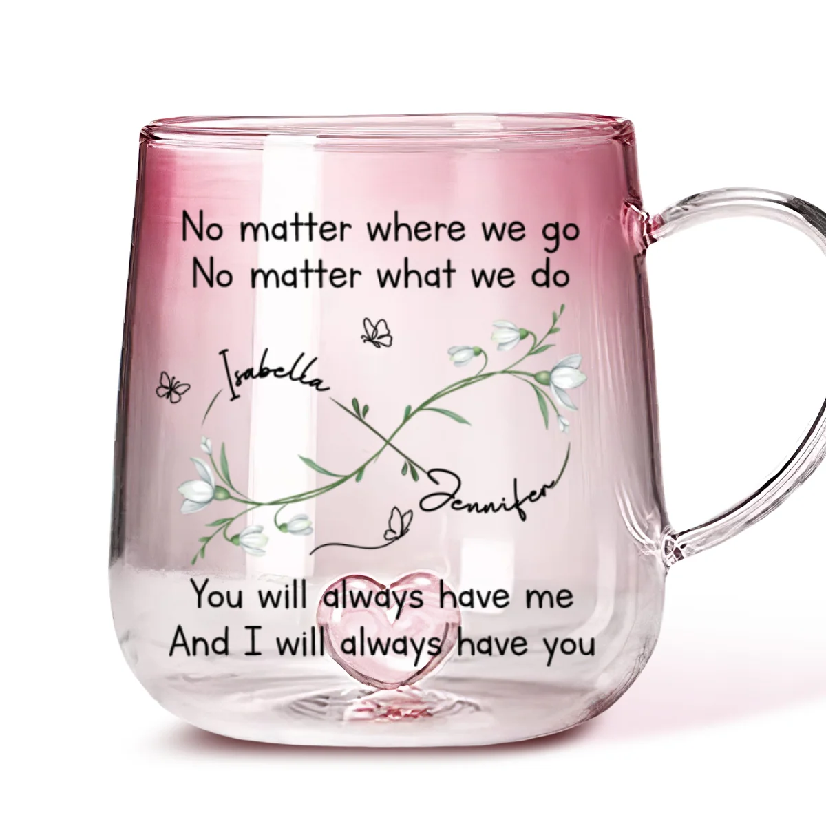 Bestie Always Beside You - Personalized Custom Pink Gradient Glass Mug - Image 5