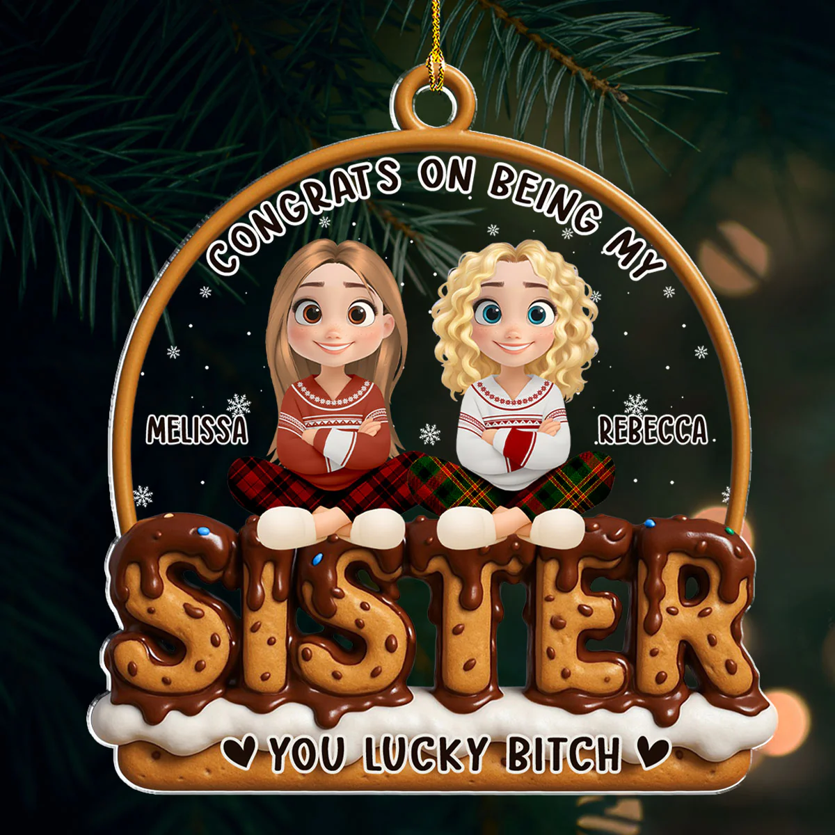 Bestie Beautiful Smore - Personalized Custom Acrylic Ornament - Image 2