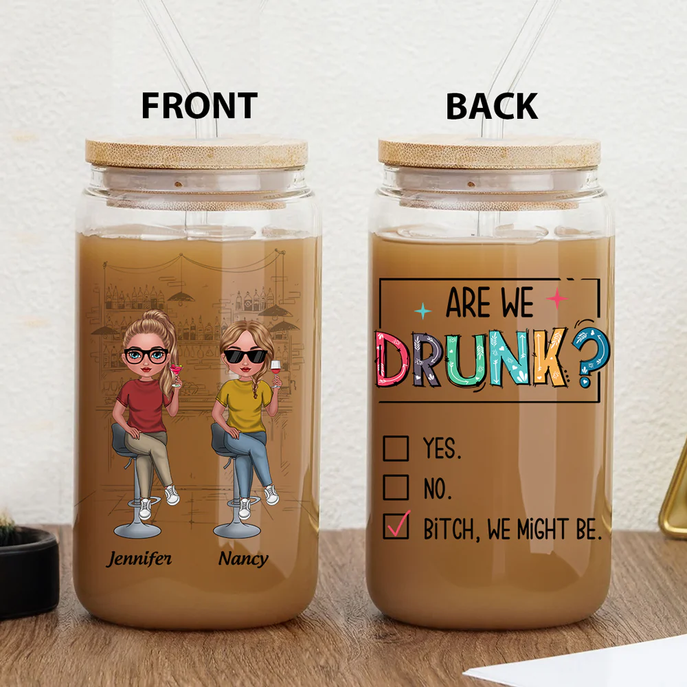 Bestie Check - Personalized Custom Glass Can - Image 2