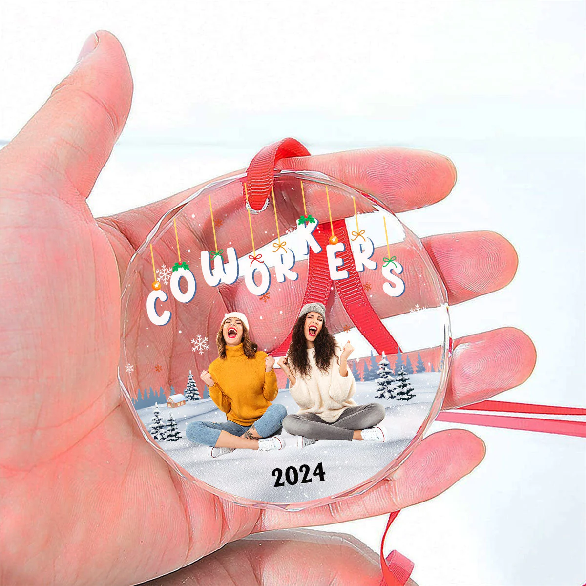 Bestie Christmas Together - Personalized Custom Glass Ornament - Image 5