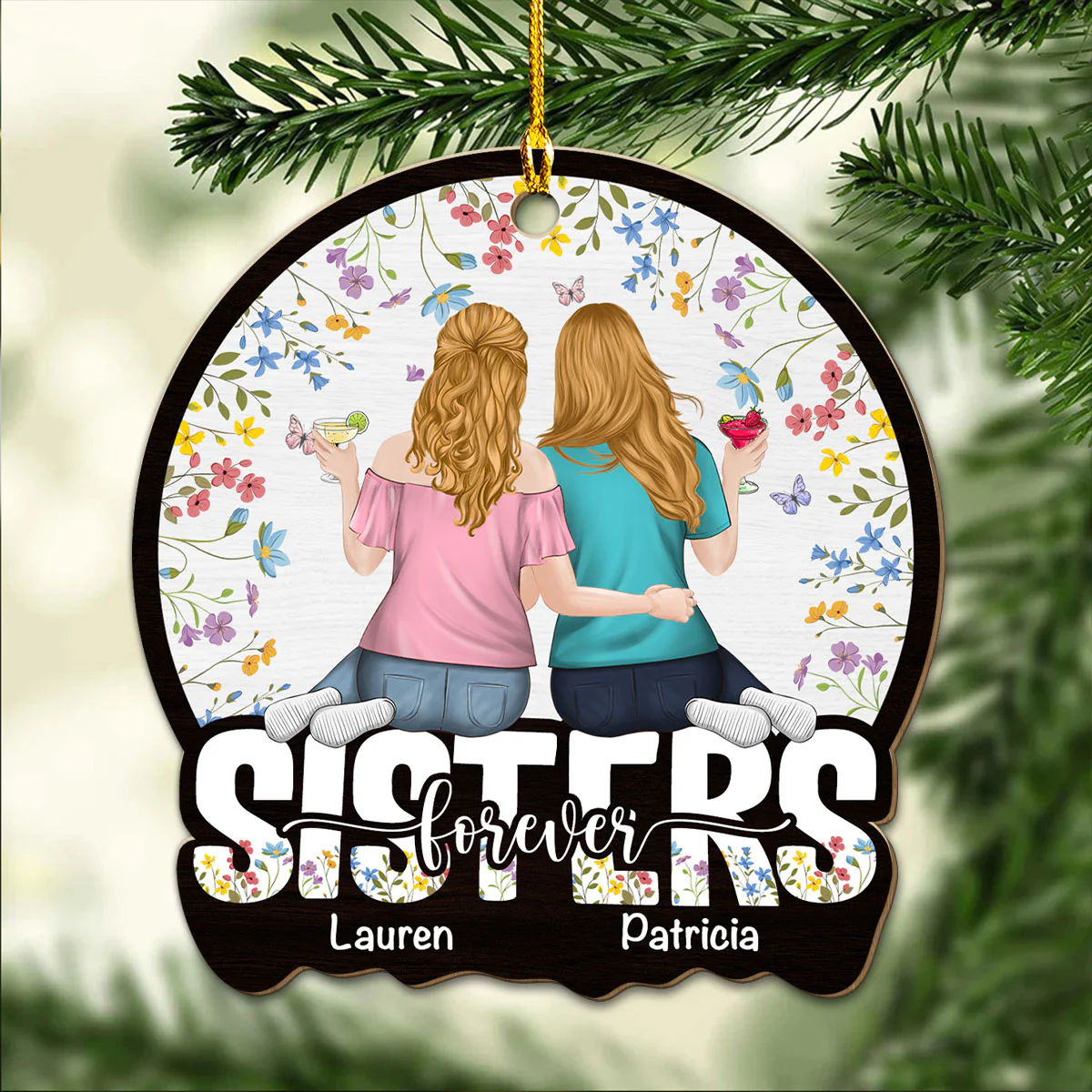 Bestie Colorful - Personalized Custom Wood Ornament - Image 2