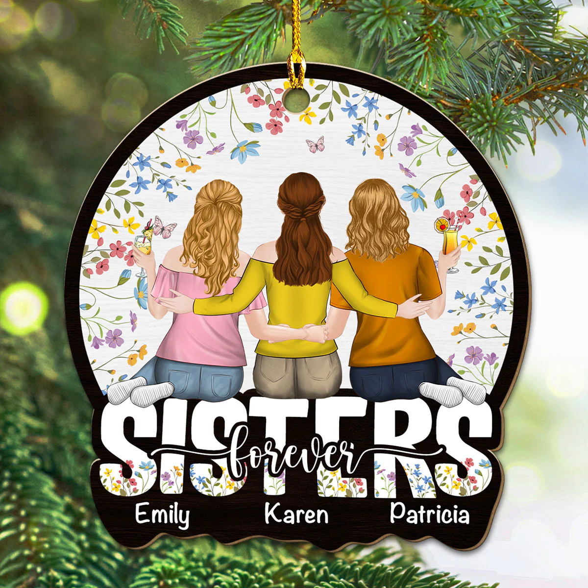 Bestie Colorful - Personalized Custom Wood Ornament - Image 4