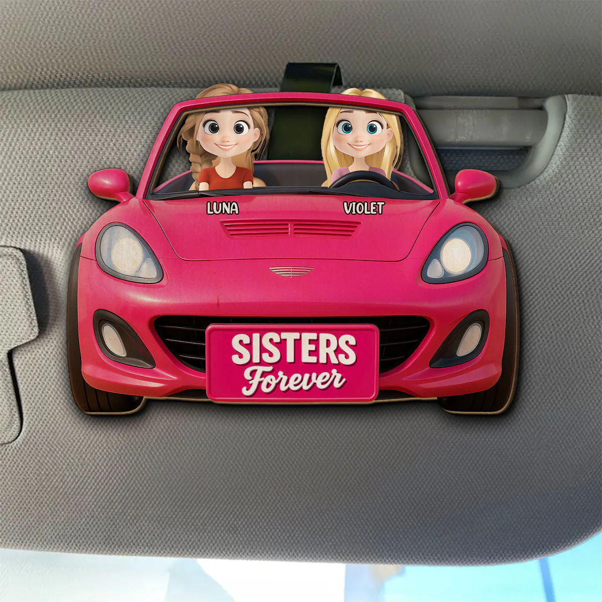 Bestie Drive Together - Personalized Custom Car Visor Clip - Image 3
