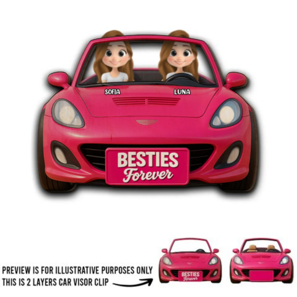 Bestie Drive Together - Personalized Custom Car Visor Clip - Image 5